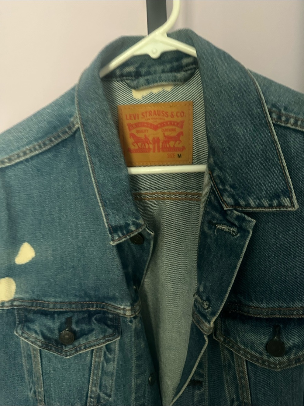Levi's Men's Blue Denim Jacket with Bleach Accent